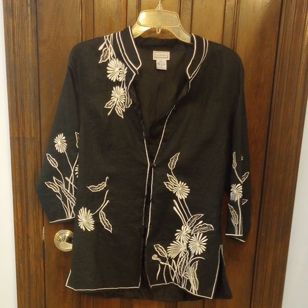 Black Floral Embroidered Jacket